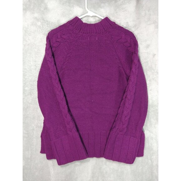 St Johns Bay Sweater Womens Large Purple Cable Knit Pull Over Crew Neck - Picture 2 of 8